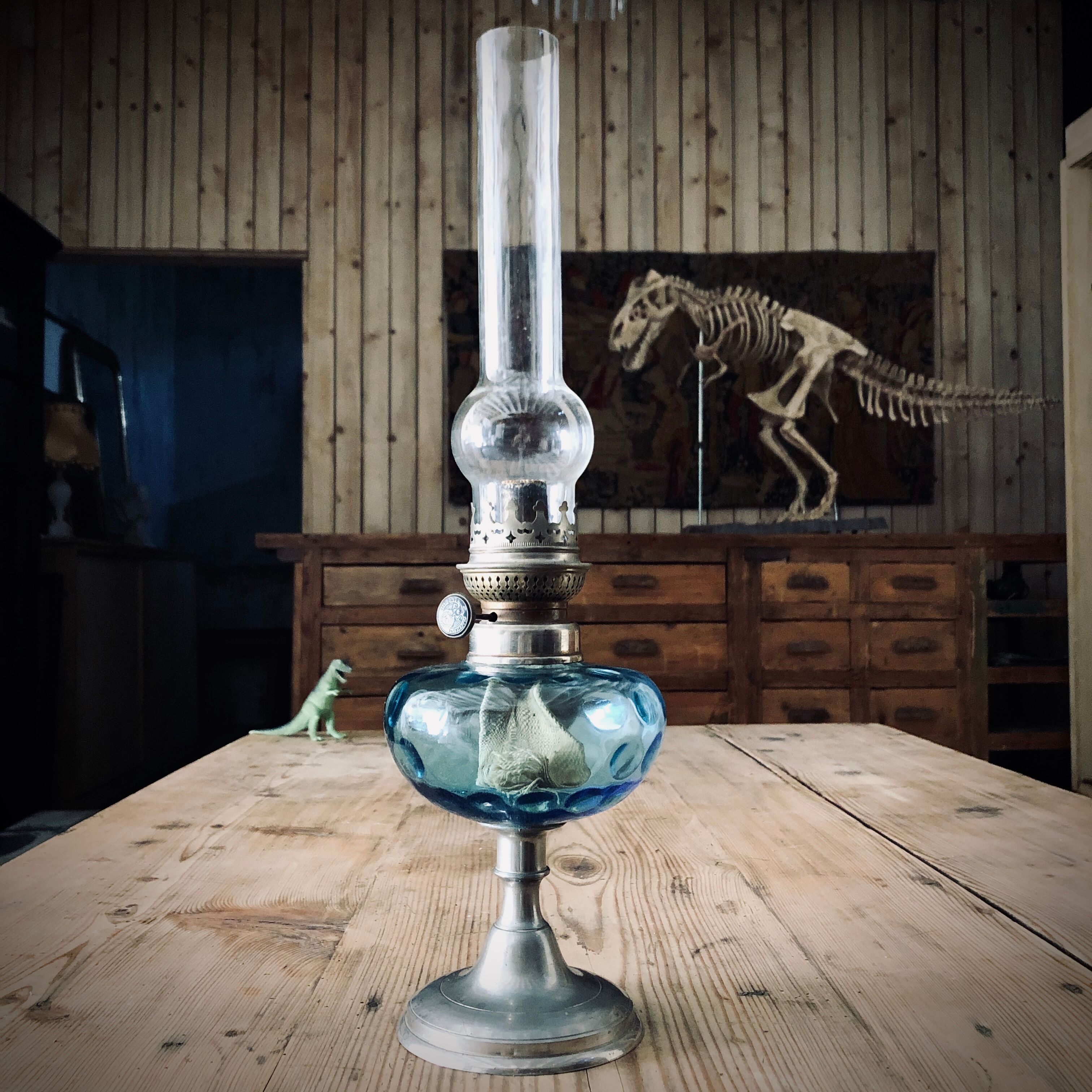 H.s. blue oil lamp, Hugo Schneider