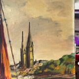 Painting without frame oil on canvas marine circa 1950