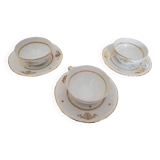 Set of 3 Berry high porcelain cups and saucers