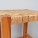 Vintage wooden stool with woven seat – 1960s/70s