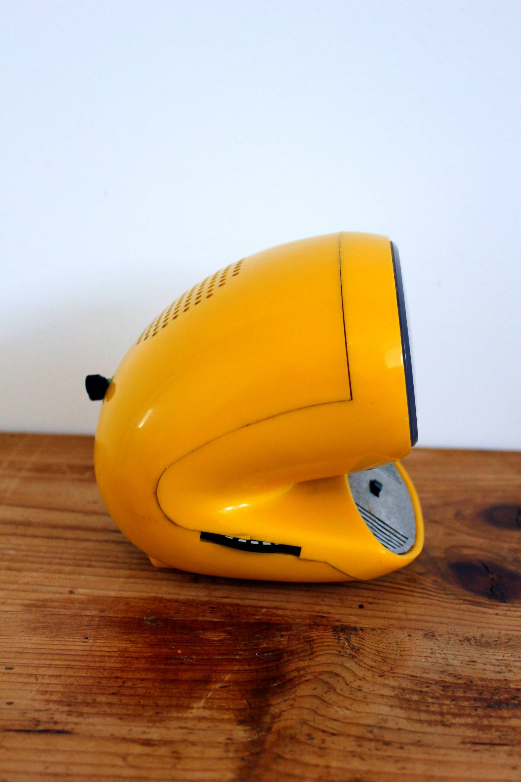 Japy yellow vintage space age alarm clock radio from the 70s