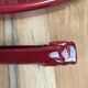 Vintage red ceramic butter dish + matching knife