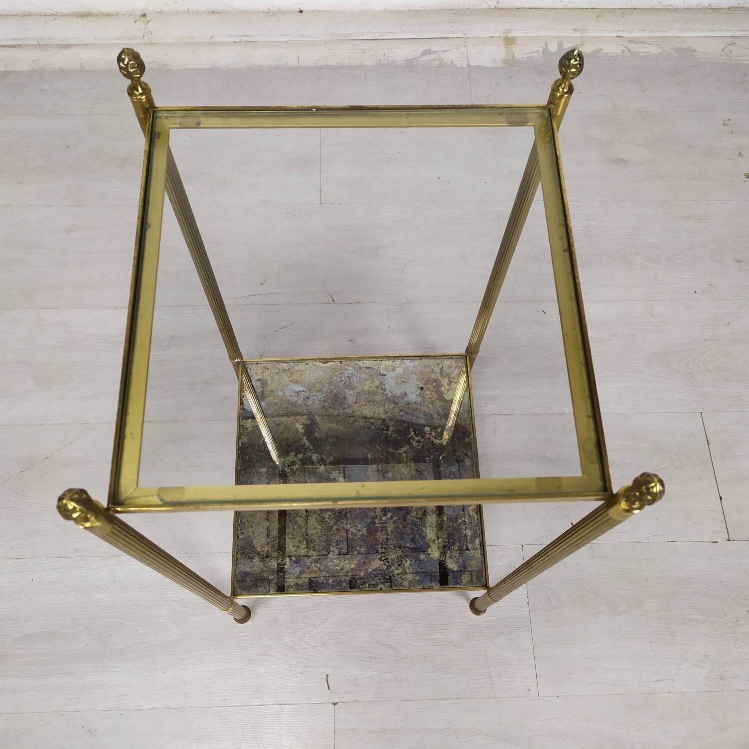Brass glass side table