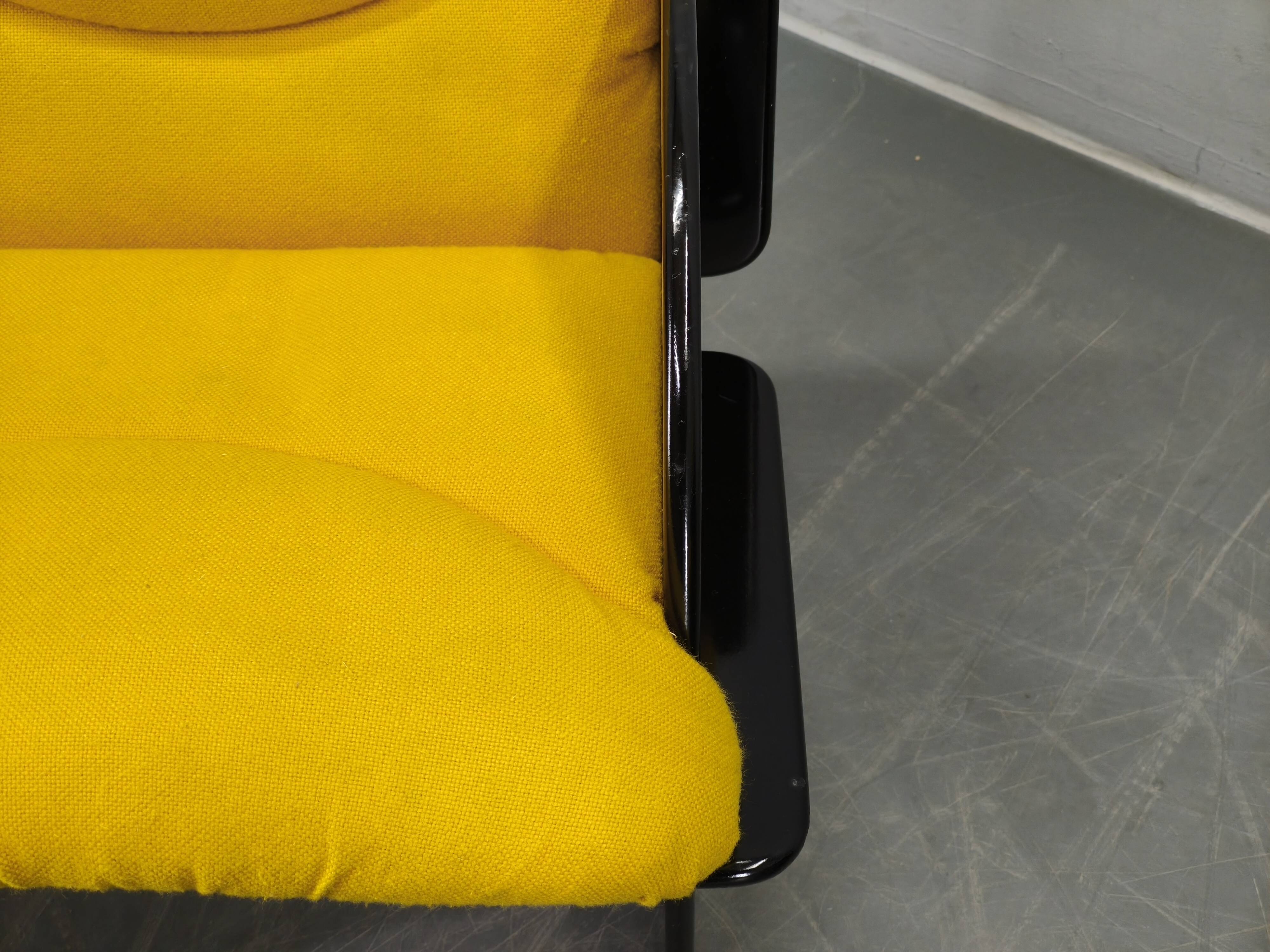 Pair of Italian Space Age Armchairs, Black Lacquer, 1970s