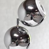 Modern eyeball chrome lamp with wooden base, 1960s