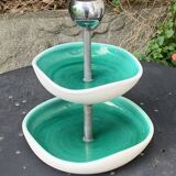 Ferlay Vallauris aperitif server, double in enamelled ceramic, vintage