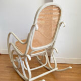 Rocking Chair THONET époque fin XIXe en bois courbé cérusé grège