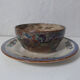 Sarreguemines old bowl with polychrome faience tray model NIPPON