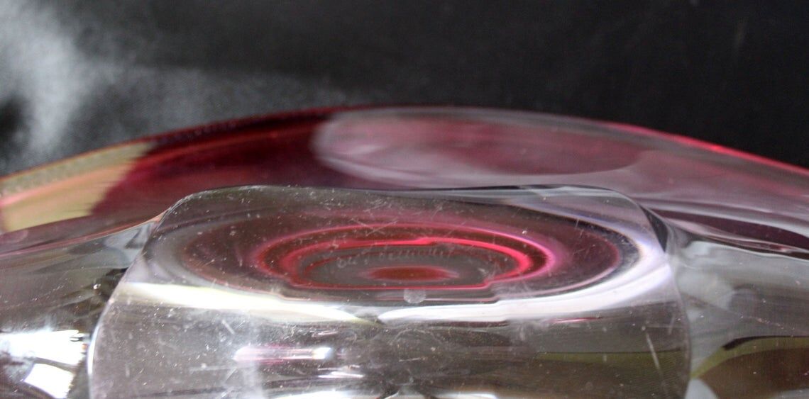 Coupe Val Saint Lambert VSL rose Belgique vide poche