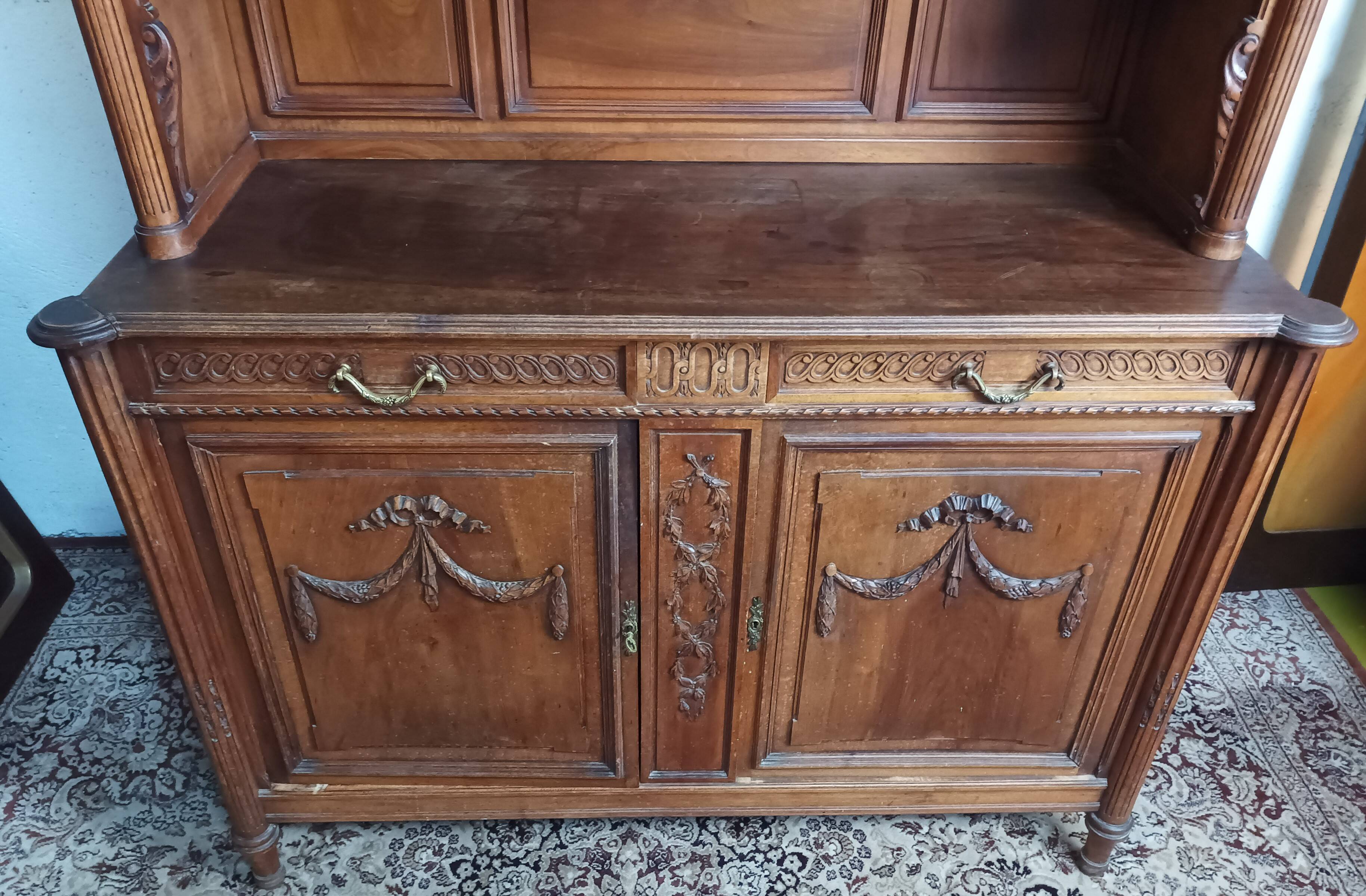 Louis XVI two-body sideboard stamped in walnut