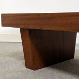 Brutalist coffee table in solid teak from the 60s/70s