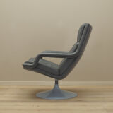 Grey leather swivel armchair, Danish design, 1960s, designer: Geoffrey Harcourt, manufacturer: Artif