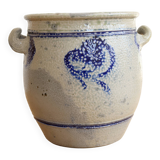 Old ceramic jar from Alsace with blue decoration.