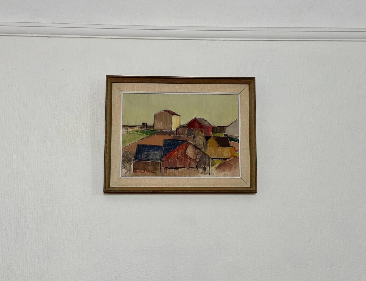 Oil on Canvas –“Rural Landscape with Barns” by Gustav‑Adolf Johansson