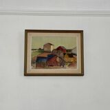 Oil on Canvas –“Rural Landscape with Barns” by Gustav‑Adolf Johansson