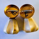 Pair of articulated "Cocoon" wall lights, resin and pine, Italy, 1970