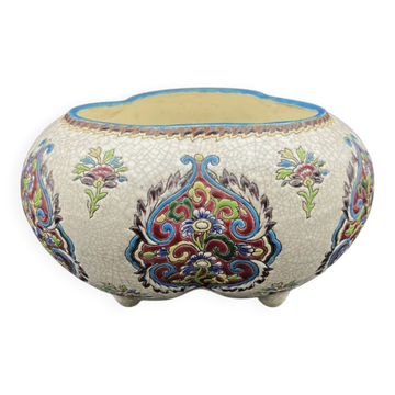 Late 19th century glazed earthenware planter, Longwy enamel style - 648003