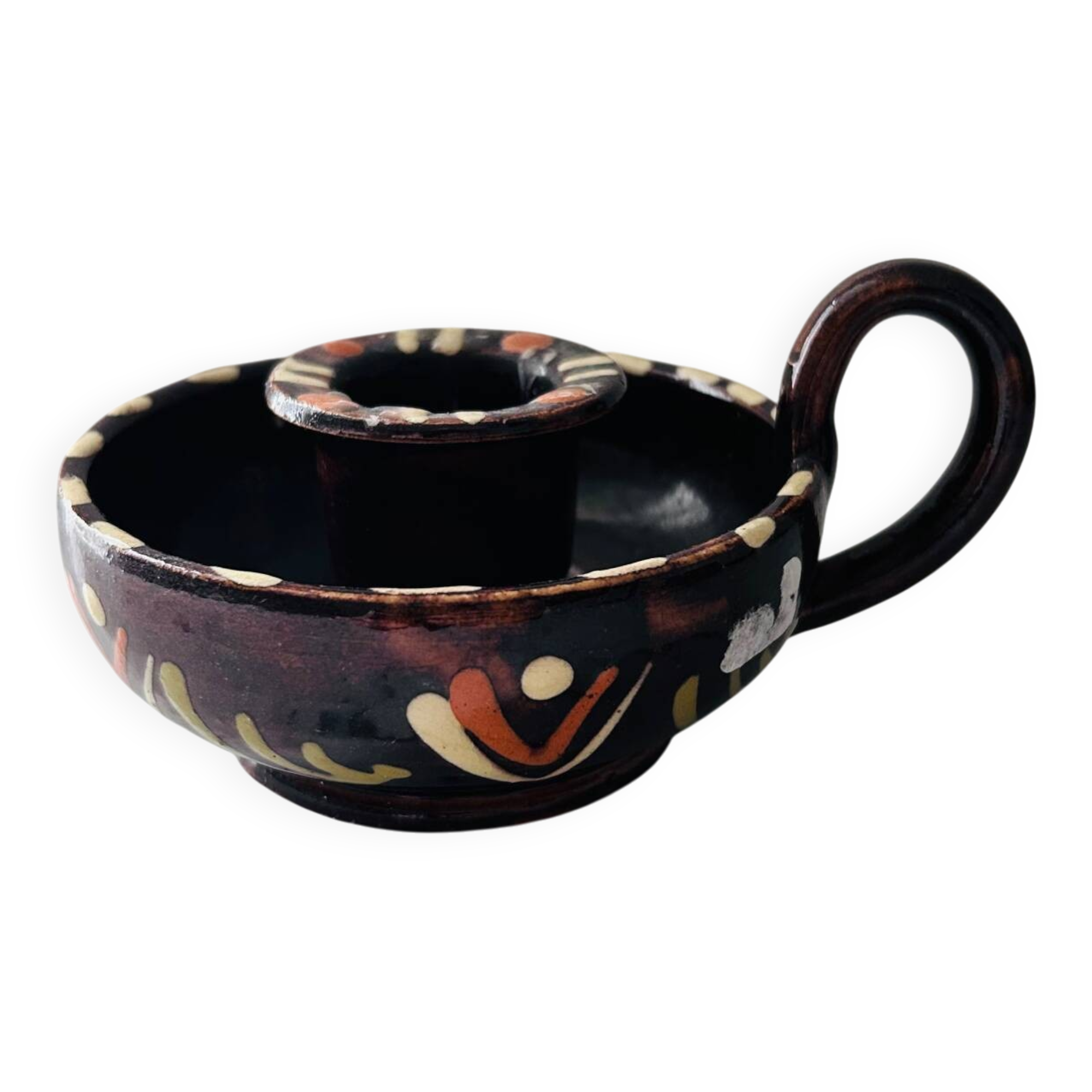 Alsatian pottery candlestick