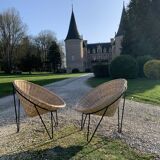 Pair of wicker basket armchairs