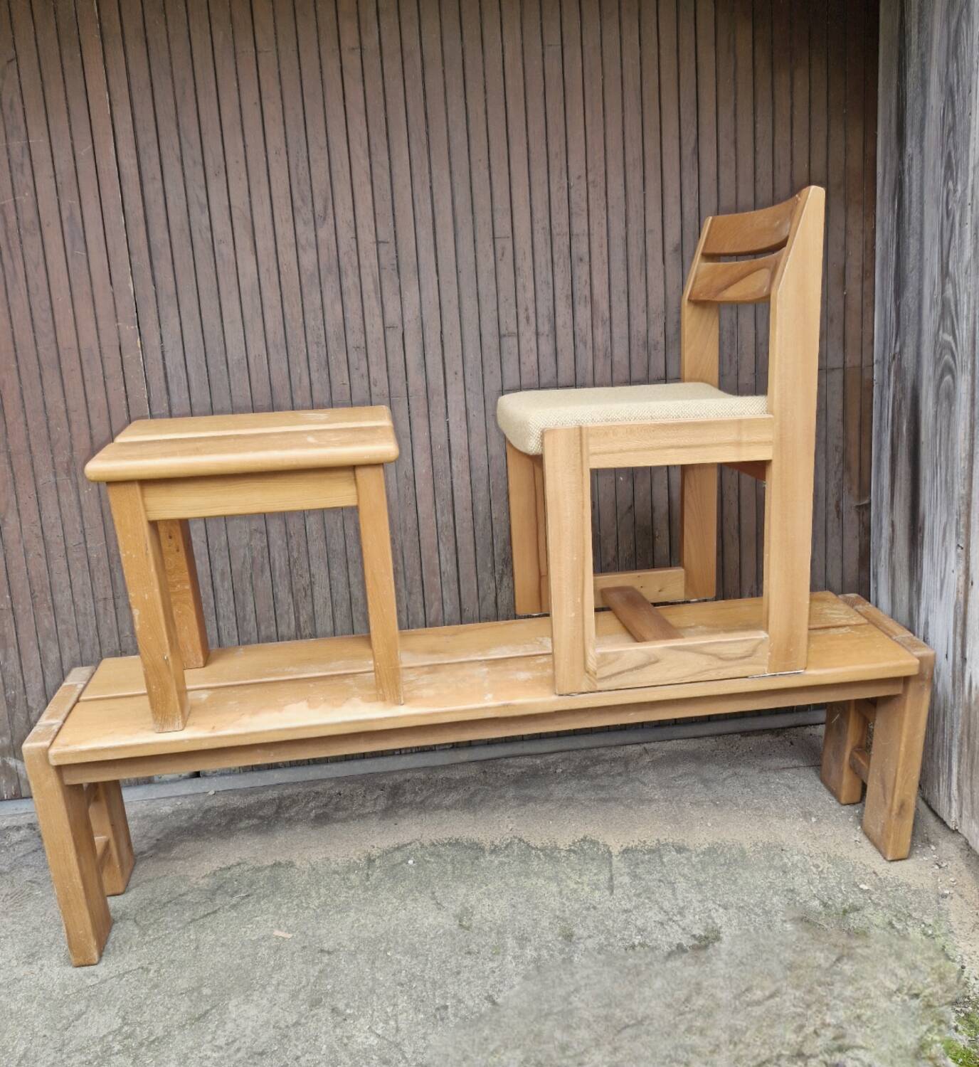 Maison regain set of 3 pieces in solid elm from the 70s and 80s.
