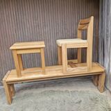 Maison regain set of 3 pieces in solid elm from the 70s and 80s.