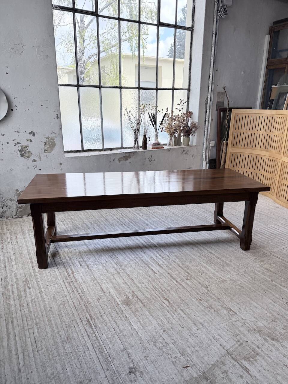 Table de ferme campagne noyer massif XL 250cm