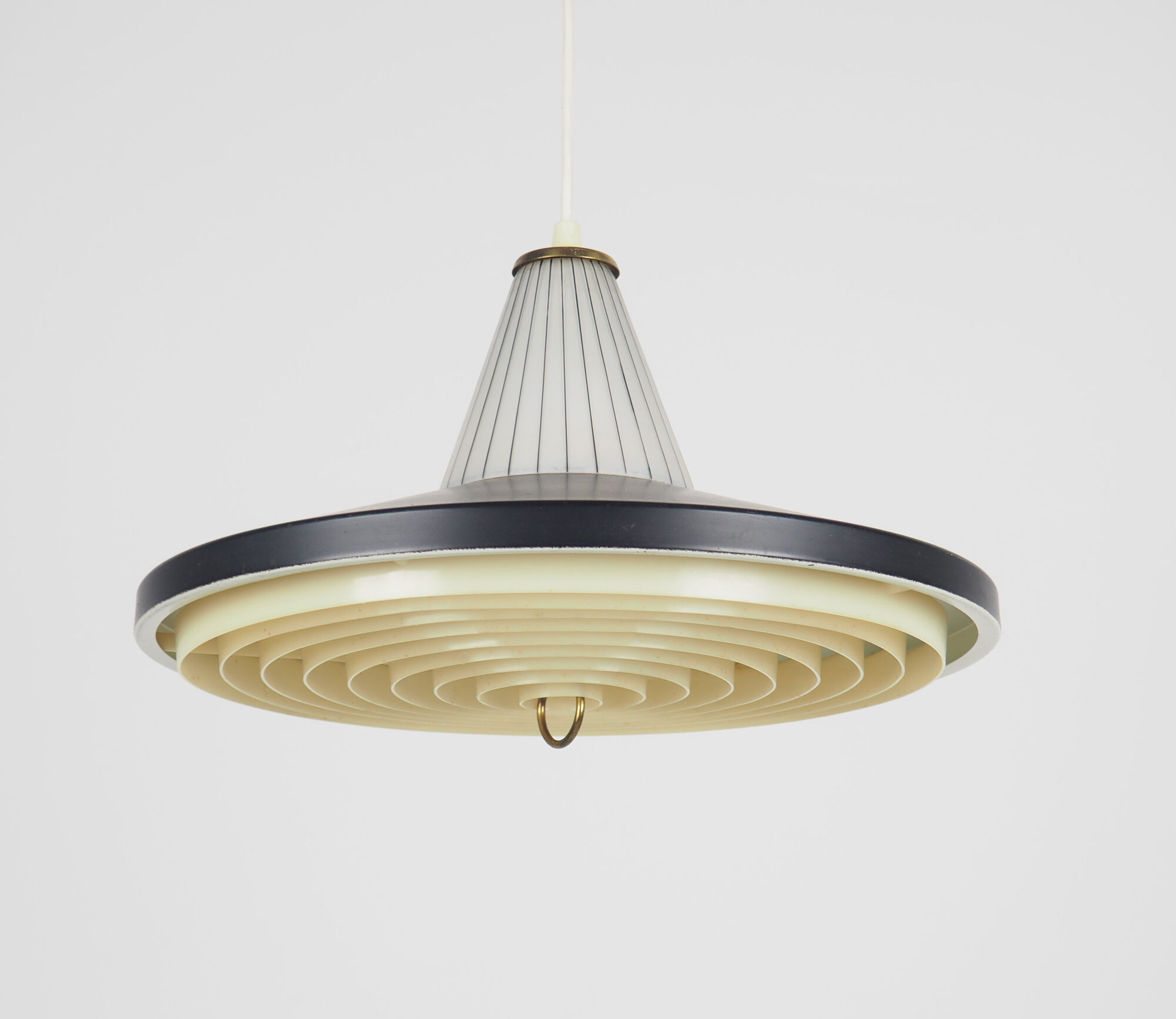 Mid-century Danish metal and glass hanging lamp