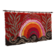 Tapis mural à poils longs des années 70, coucher de soleil rouge rose.