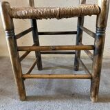 Ancienne chaise en bois tourné et empaillée