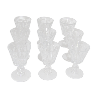 9 verres Baccarat a vin cristal deuxieme moitie XIXeme siecle modele d'harcourt