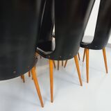 Set of 6 vintage Baumann Essor chairs in beech wood and skai