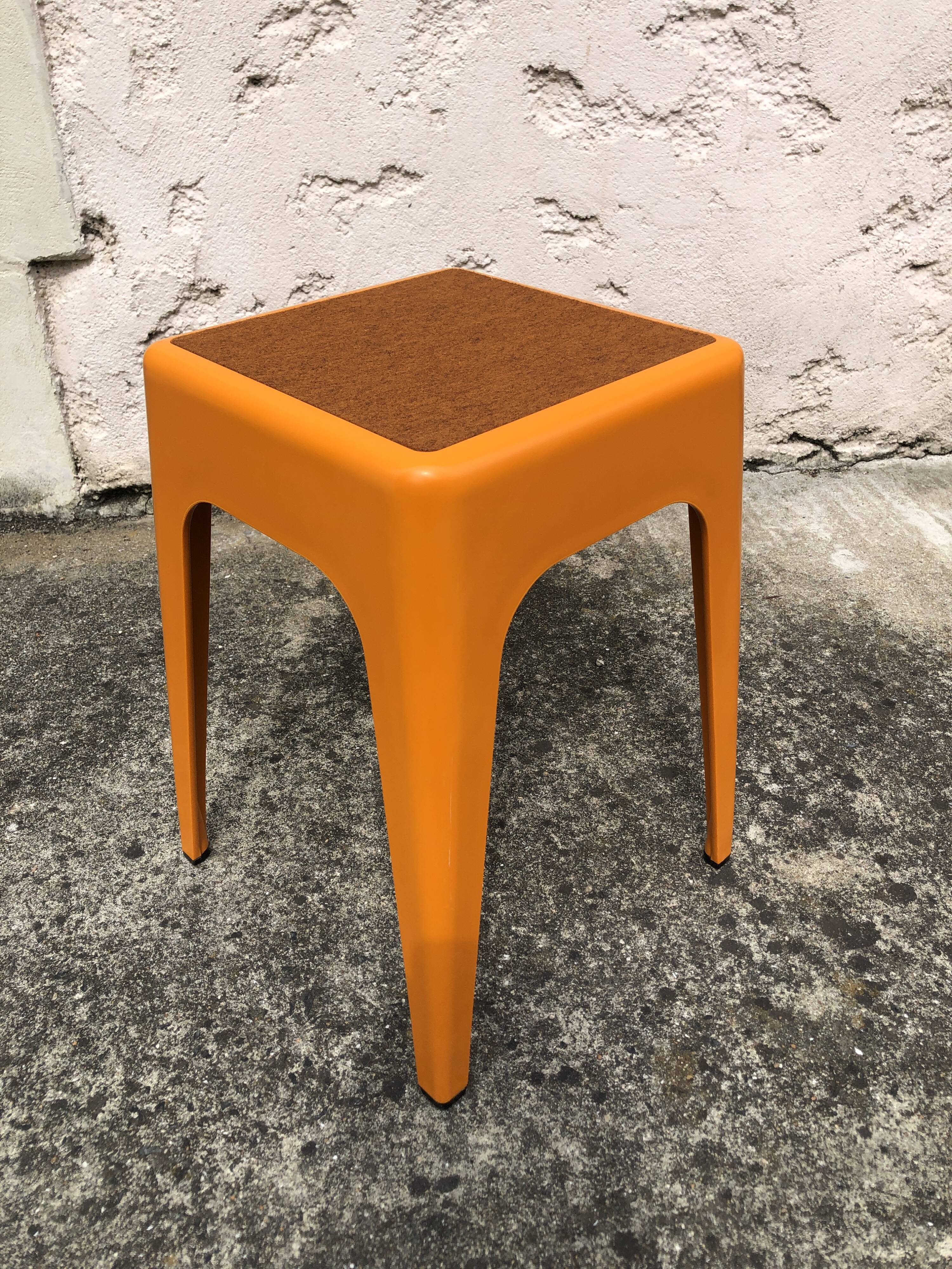 Orange plastic stool, 1970