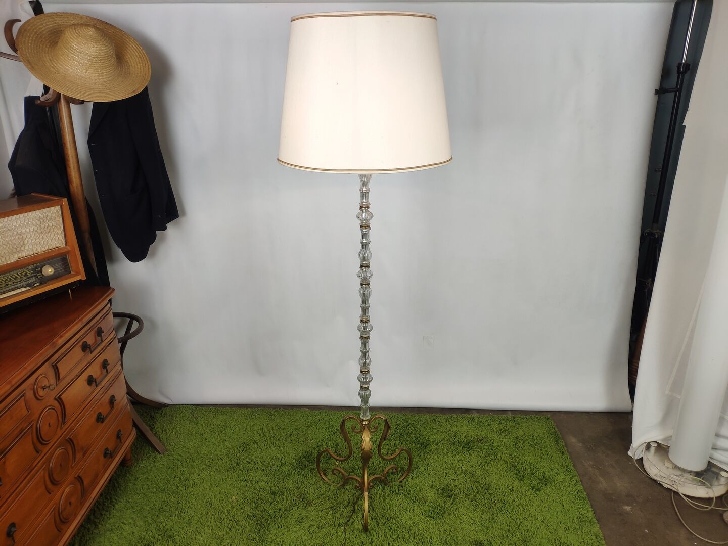 Glass and brass lamppost