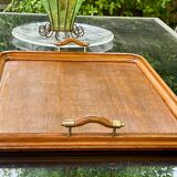 Old serving tray - oak and bronze