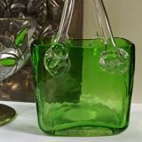 Blown glass bag vase