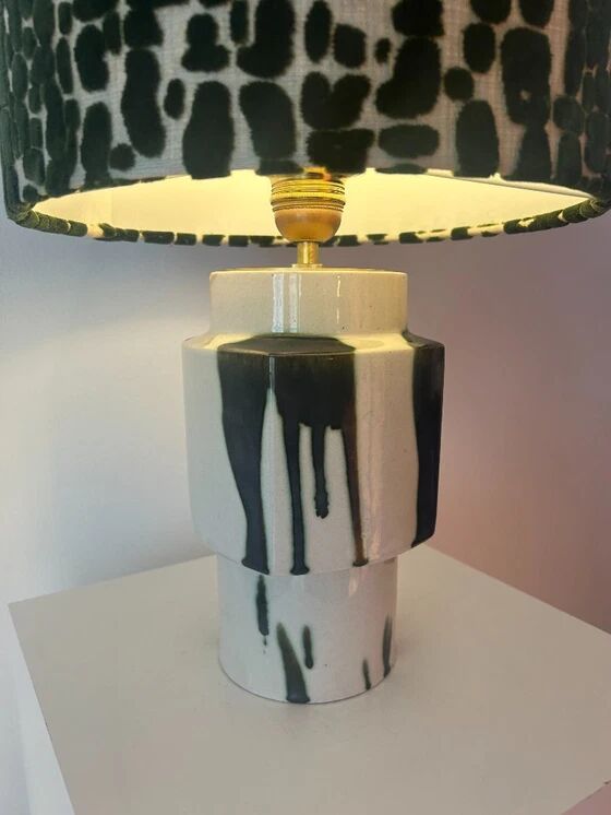 Set of 2 MCM table lamps: Unique recycled pieces made from vases by Ditmar Urbach Keramik – Czech Republic.