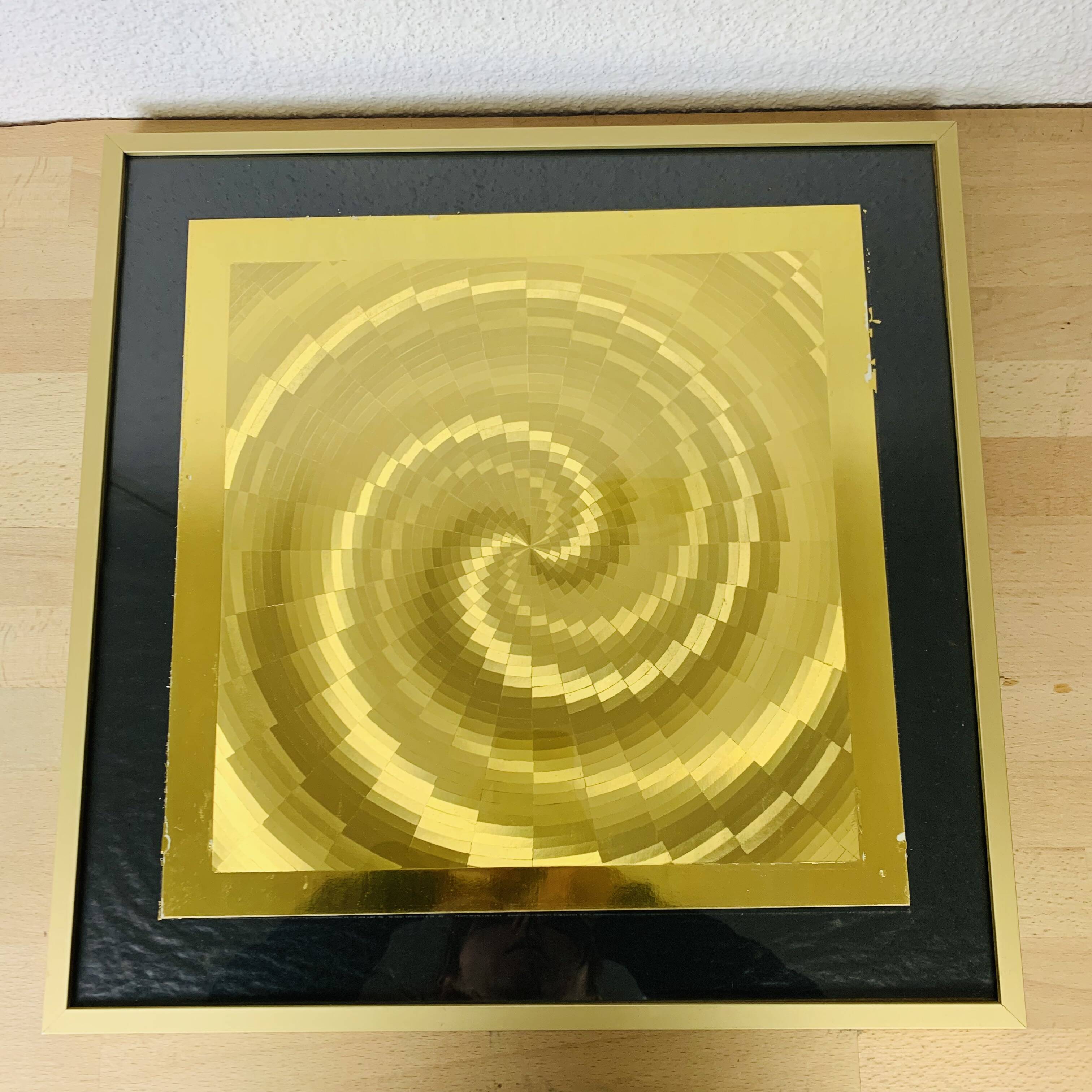 Tableau holographique 70's doré