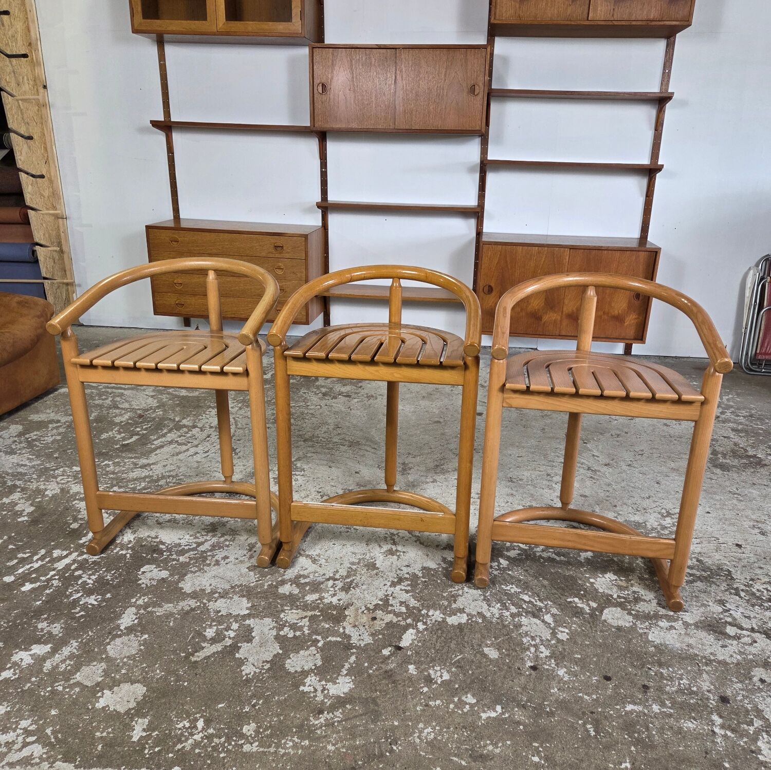 Set of 3 Almillmö bar stools, vintage 1980s German design