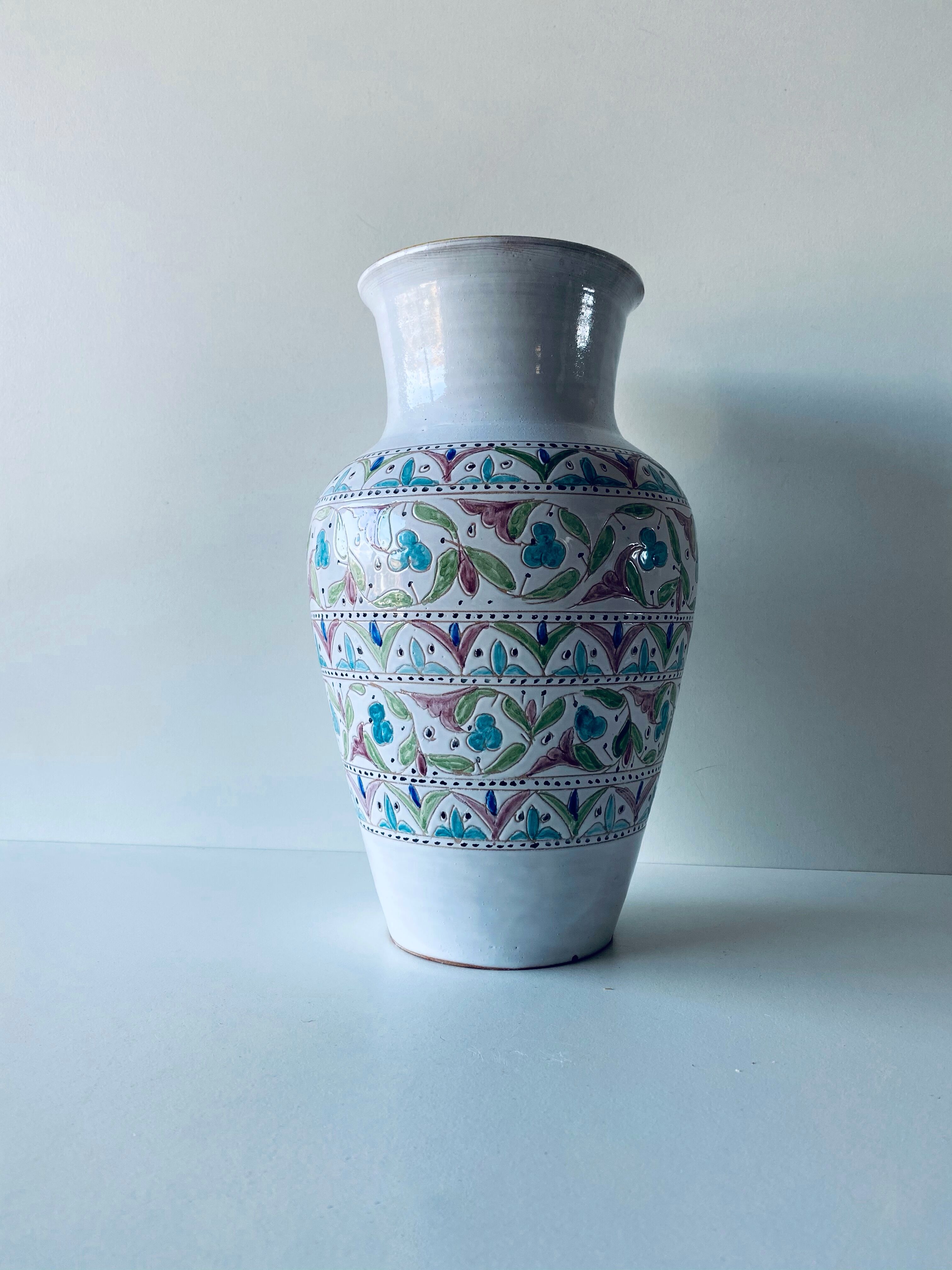 Colorful vase in enamelled terracotta