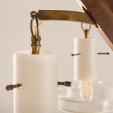 Italian mid-century Murano glass and teak chandelier attributed to Stilnovo, 1960s