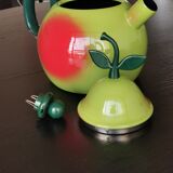 Vintage Copco enamel pear-shaped whistling kettle