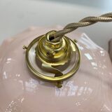 Pair of pale pink opaline pendant lights