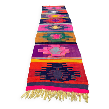 Old Turkish narrow kilim runner 318x82 cm shabby chic, vintage kelim 2495