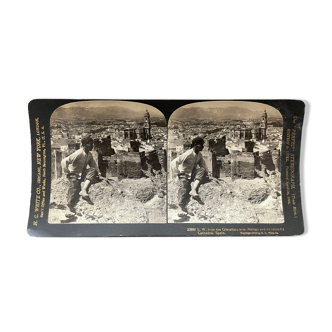 Old photography stereo, stereograph, luxury albumine 1903 Malaga, Spain