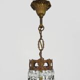 Antique Italian hot air balloon chandelier, glass pendants. Chandelier with pendants. 1970s