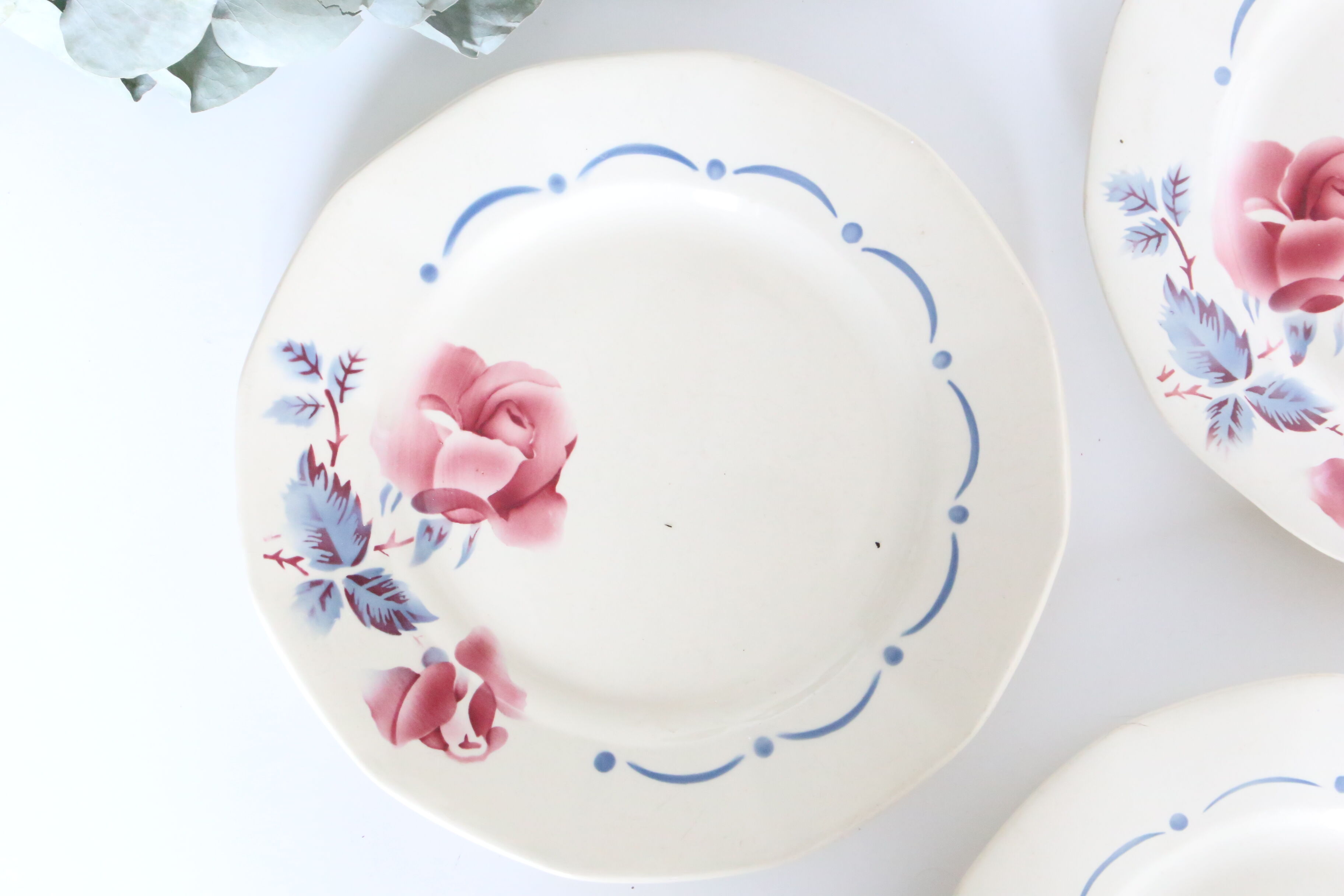 Set of 4 flat plates Sarreguemines Digoin Boulogne motif