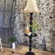 Side table floor lamp in Basque turned wood 50