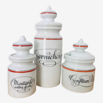 Set 3 pots cuisine vintage Service Bistro création Jacques Lobjoy porcelaine d’Auteuil blanche