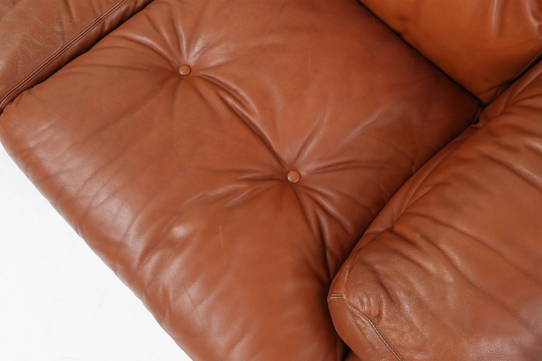 Brown leather 2-seater sofa Coronado by Tobia Scarpa for B&B Italia, Italy ca. 1960