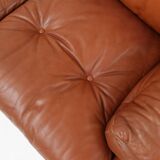 Brown leather 2-seater sofa Coronado by Tobia Scarpa for B&B Italia, Italy ca. 1960